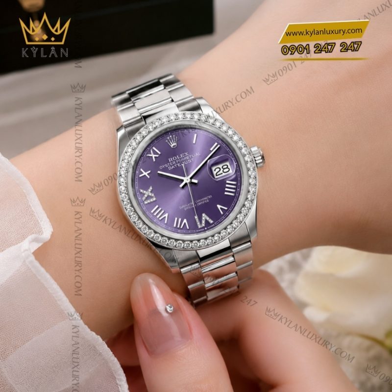 Đồng hồ Rolex Datejust 36 mặt tím vành kim 126284RBR‑0056