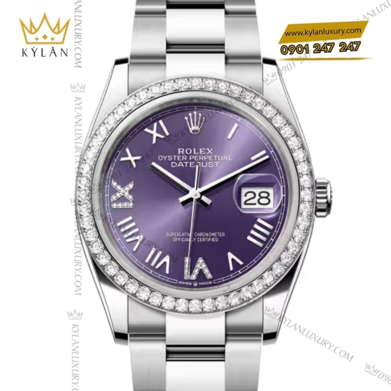 Đồng hồ Rolex Datejust 36 mặt tím vành kim 126284RBR‑0056