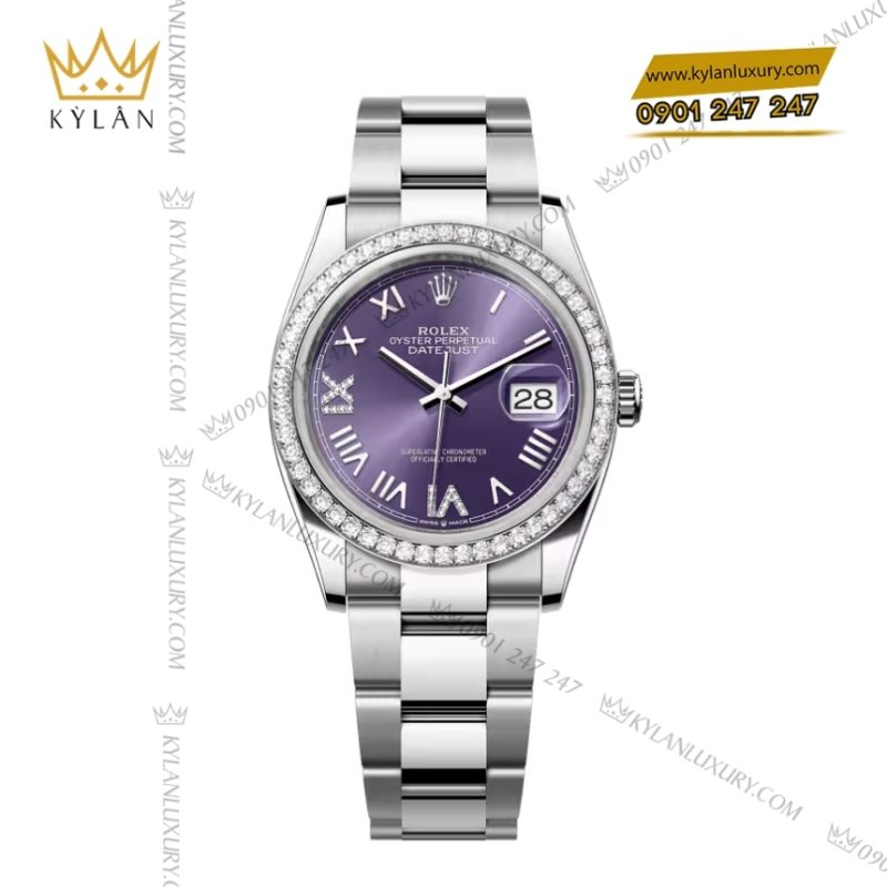 Đồng hồ Rolex Datejust 36 mặt tím vành kim 126284RBR‑0056