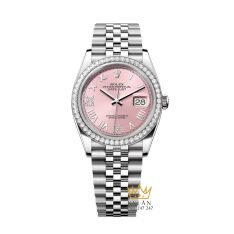 Đồng hồ Rolex Datejust 36 hồng pha lê vành kim 126284RBR‑0057