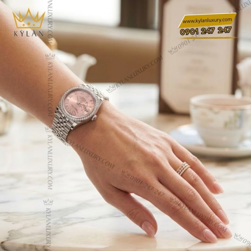 Đồng hồ Rolex Datejust 36 hồng pha lê vành kim 126284RBR‑0057