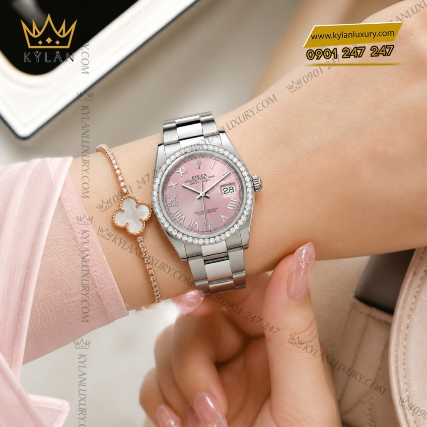 Kỳ Lân Luxury rolex datejust 36 126284rbr 0058 hong vanh kim 2 Đồng hồ Rolex Datejust 36 mặt hồng vành kim 126284RBR‑0058