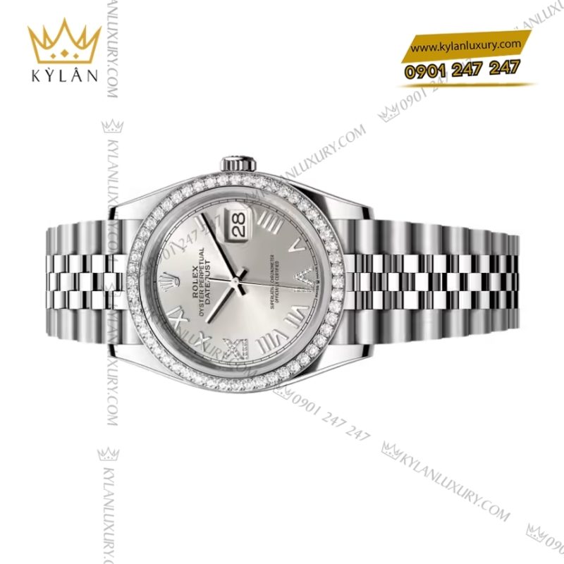 Đồng hồ Rolex Datejust 36 mặt bạc vành kim 126284RBR-0059