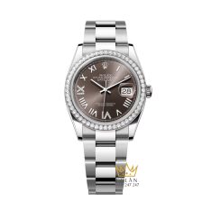 Đồng hồ Rolex Datejust 36 xám đậm vành kim 126284RBR-0064