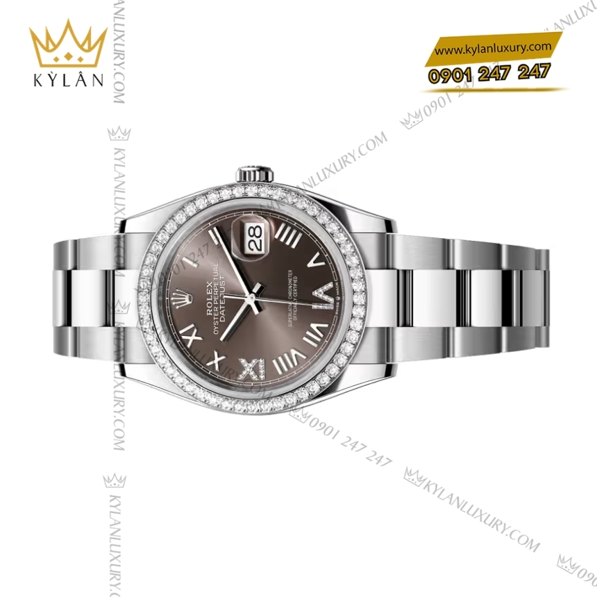 Kỳ Lân Luxury rolex datejust 36 126284rbr 0064 xam dam vanh kim 4 Đồng hồ Rolex Datejust 36 xám đậm vành kim 126284RBR-0064