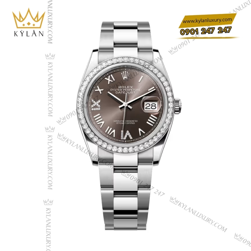 Kỳ Lân Luxury rolex datejust 36 126284rbr 0064 xam dam vanh kim 5 Đồng hồ Rolex Datejust 36 xám đậm vành kim 126284RBR-0064