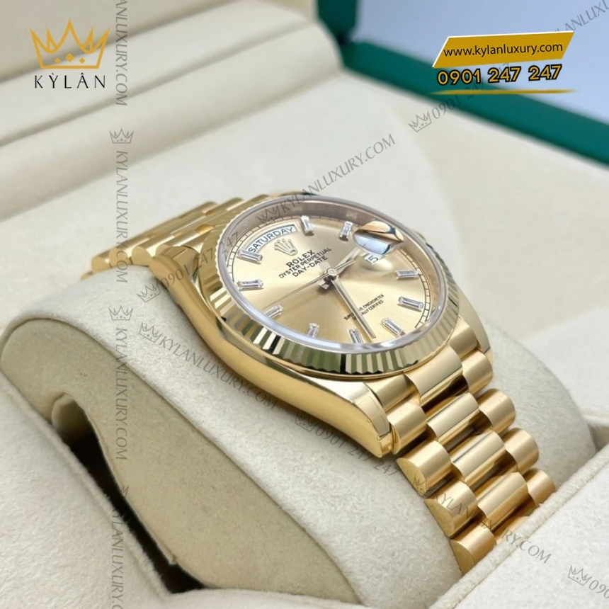 Kỳ Lân Luxury rolex day date 128238 0132 champagne coc baguette 4 Đồng hồ Rolex Day Date champagne cọc kim baguette 128238-0132