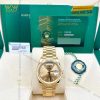 Đồng hồ Rolex Day Date champagne cọc kim baguette 128238-0132