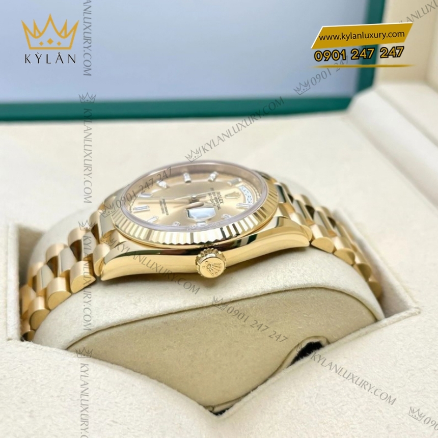 Kỳ Lân Luxury rolex day date 128238 0132 champagne coc baguette 7 Đồng hồ Rolex Day Date champagne cọc kim baguette 128238-0132