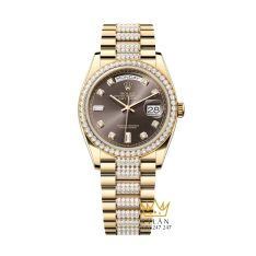 Đồng hồ Rolex Day Date kim cương mặt xám 128348RBR-0007