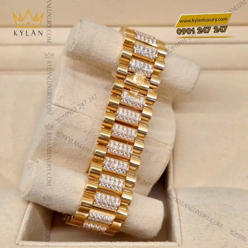 Đồng hồ Rolex Day Date kim cương mặt xám 128348RBR-0007