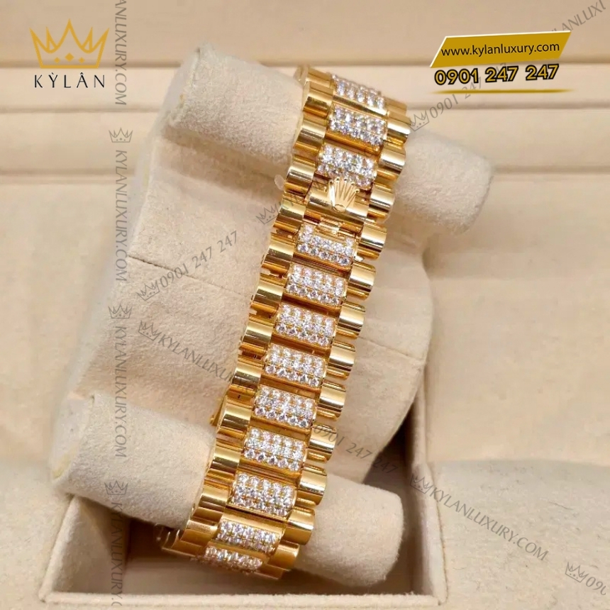 Kỳ Lân Luxury rolex day date 128348rbr 0007 mat xam vanh kim 2 Đồng hồ Rolex Day Date kim cương mặt xám 128348RBR-0007