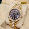 Đồng hồ Rolex Day Date kim cương mặt xám 128348RBR-0007