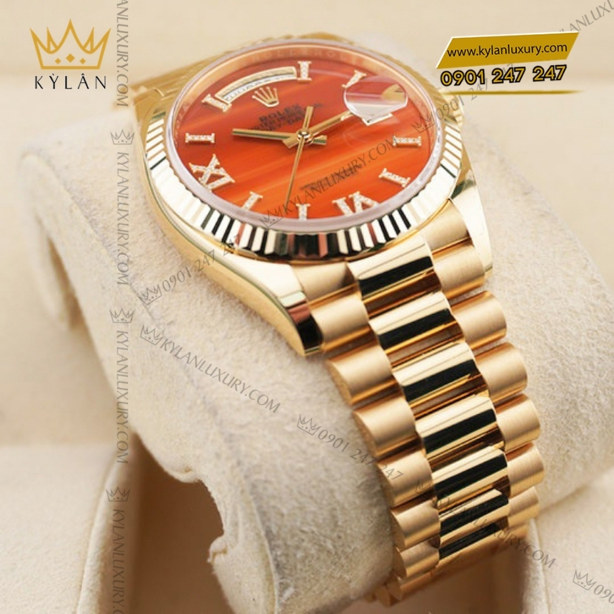 Kỳ Lân Luxury rolex day date 36 128238 0088 carnelian 5 Đồng hồ Rolex Day Date 36 mặt số Carnelian 128238-0088