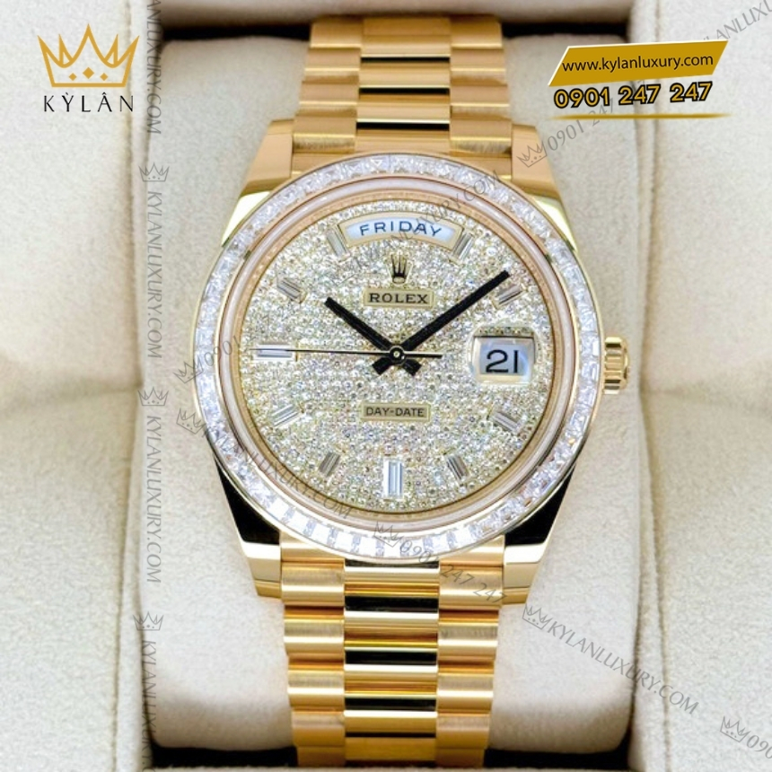 Kỳ Lân Luxury rolex day date 40 228398tbr 0036 kim cuong 9 Đồng hồ Rolex Day Date kim cương 228398TBR-0036