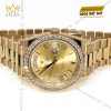 Đồng hồ Rolex Day Date champagne custom vành kim tròn 228238