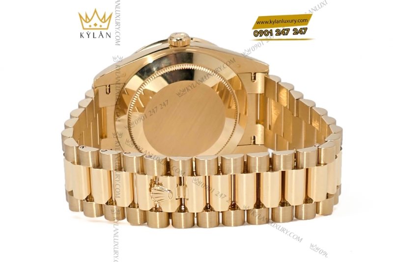 Đồng hồ Rolex Day Date champagne custom vành kim tròn 228238