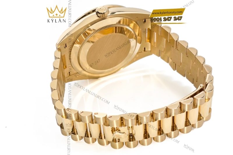 Đồng hồ Rolex Day Date champagne custom vành kim tròn 228238