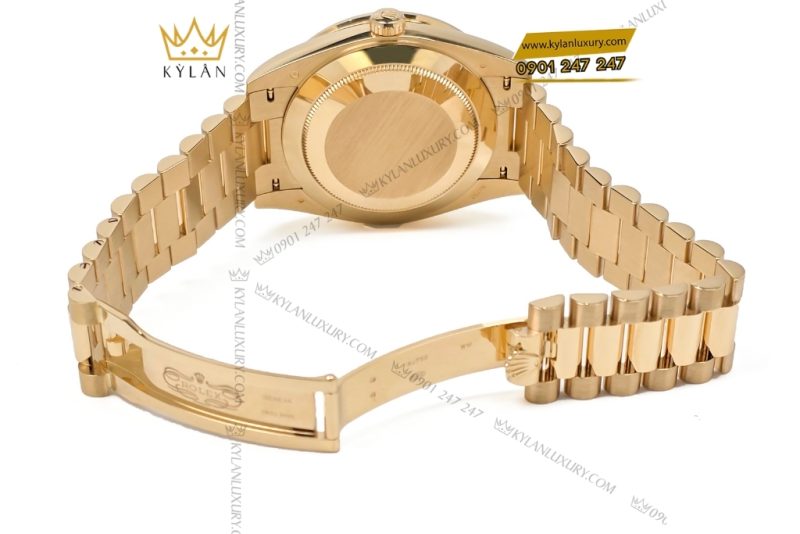Đồng hồ Rolex Day Date champagne custom vành kim tròn 228238