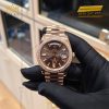 Đồng hồ Rolex Day Date Chocolate custom vành kim tròn 228235