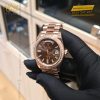 Đồng hồ Rolex Day Date Chocolate custom vành kim tròn 228235