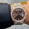 Đồng hồ Rolex Day Date Chocolate custom vành kim tròn 228235