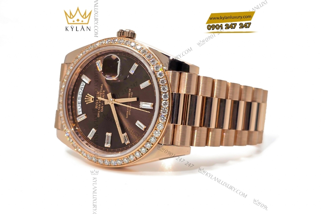 Kỳ Lân Luxury rolex day date chocolate custom vanh kim tron 228235 26 Đồng hồ Rolex Day Date Chocolate custom vành kim tròn 228235