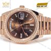Đồng hồ Rolex Day Date Chocolate custom vành kim tròn 228235
