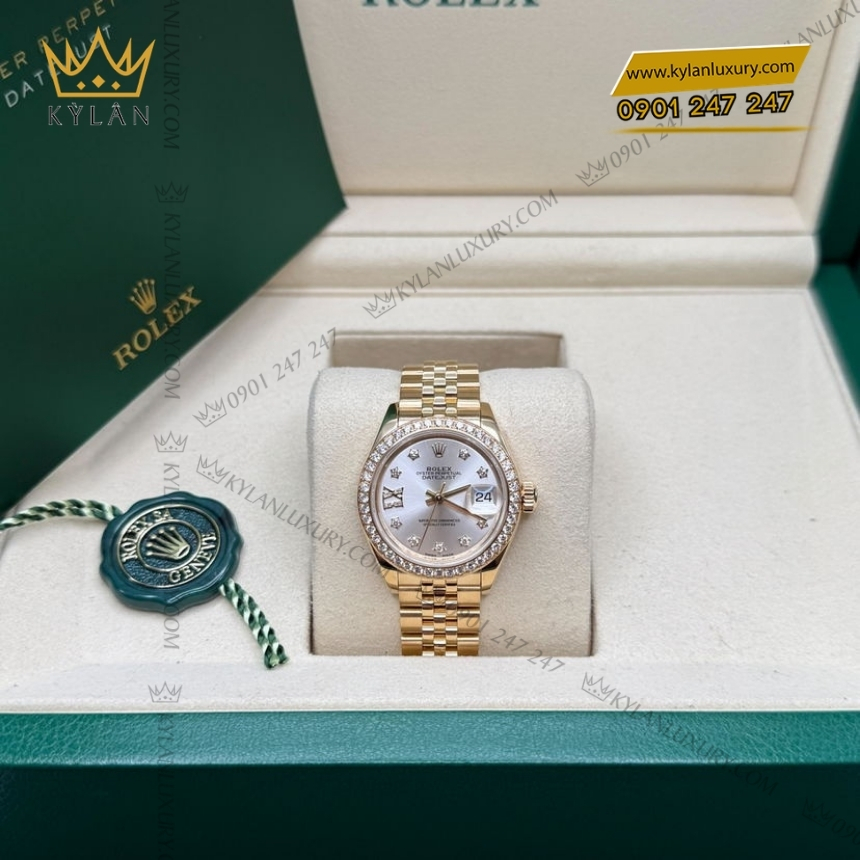 Kỳ Lân Luxury rolex lady datejust 279138rbr 0002 coc kim sao 2 Đồng hồ Rolex Lady Datejust mặt bạc cọc kim sao 279138RBR-0002