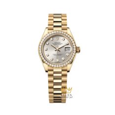 Đồng hồ Rolex Lady Datejust mặt bạc cọc kim cương 279138RBR-0019