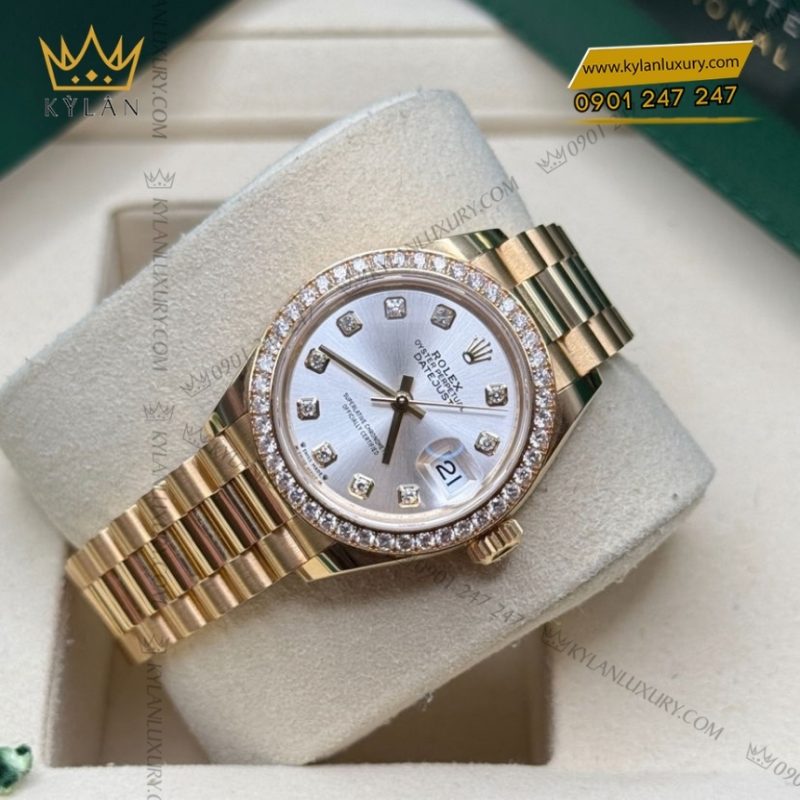 Đồng hồ Rolex Lady Datejust mặt bạc cọc kim cương 279138RBR-0019