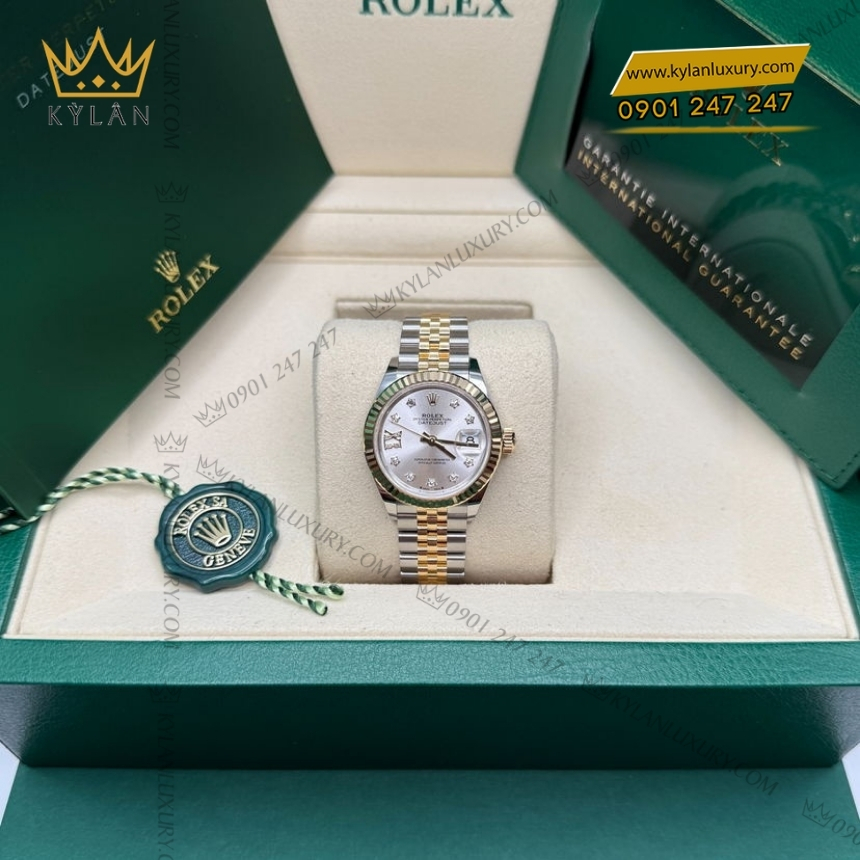 Kỳ Lân Luxury rolex lady datejust 279173 0003 mat bac coc kim 3 Đồng hồ Rolex Lady Datejust mặt bạc cọc kim cương 279173-0003