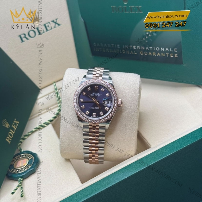 Kỳ Lân Luxury rolex lady datejust 279381rbr 0015 mat so tim 2 Đồng hồ Rolex Lady Datejust mặt số tím 279381RBR-0015