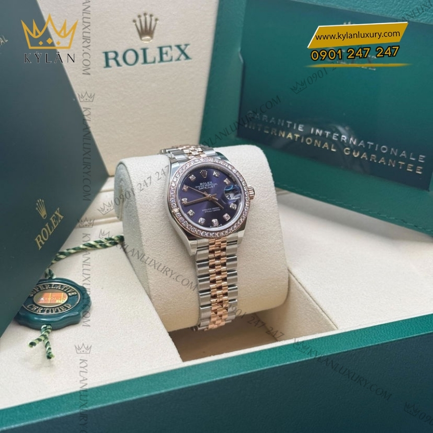 Kỳ Lân Luxury rolex lady datejust 279381rbr 0015 mat so tim 3 Đồng hồ Rolex Lady Datejust mặt số tím 279381RBR-0015