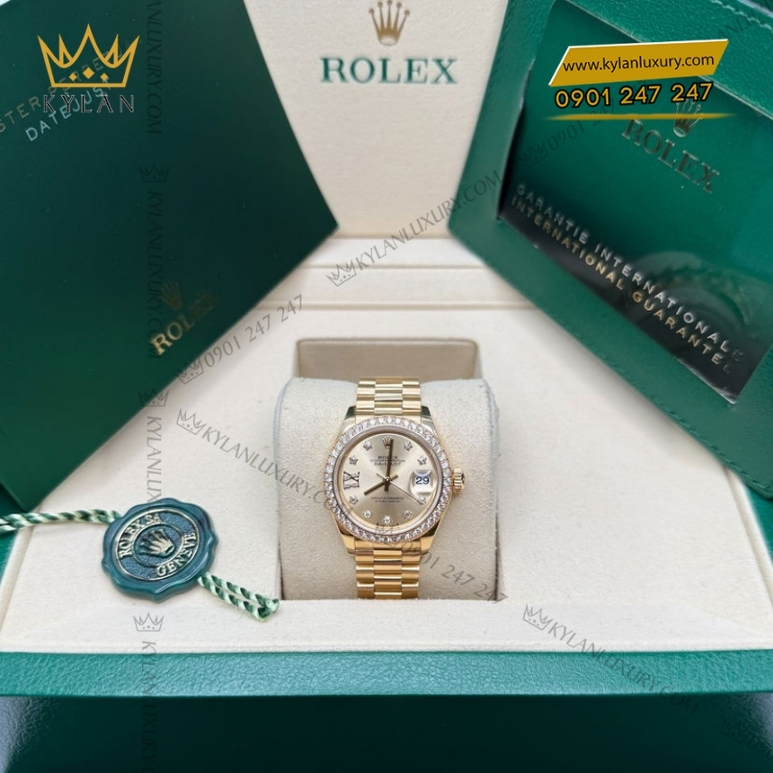 Kỳ Lân Luxury rolex lady datejust 28 279138rbr 0006 coc kim sao 3 Đồng hồ Rolex Lady Datejust champagne cọc kim sao 279138RBR-0006