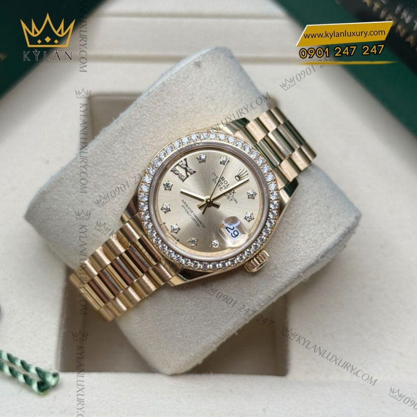Kỳ Lân Luxury rolex lady datejust 28 279138rbr 0006 coc kim sao 5 Đồng hồ Rolex Lady Datejust champagne cọc kim sao 279138RBR-0006