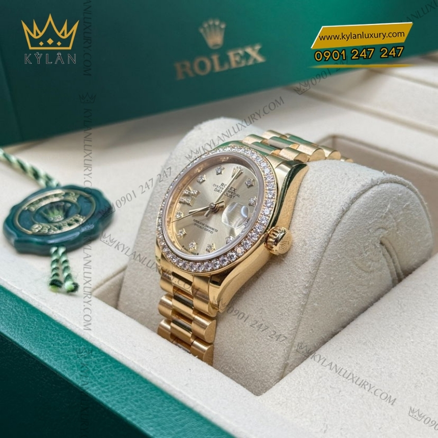 Kỳ Lân Luxury rolex lady datejust 28 279138rbr 0006 coc kim sao 6 Đồng hồ Rolex Lady Datejust champagne cọc kim sao 279138RBR-0006