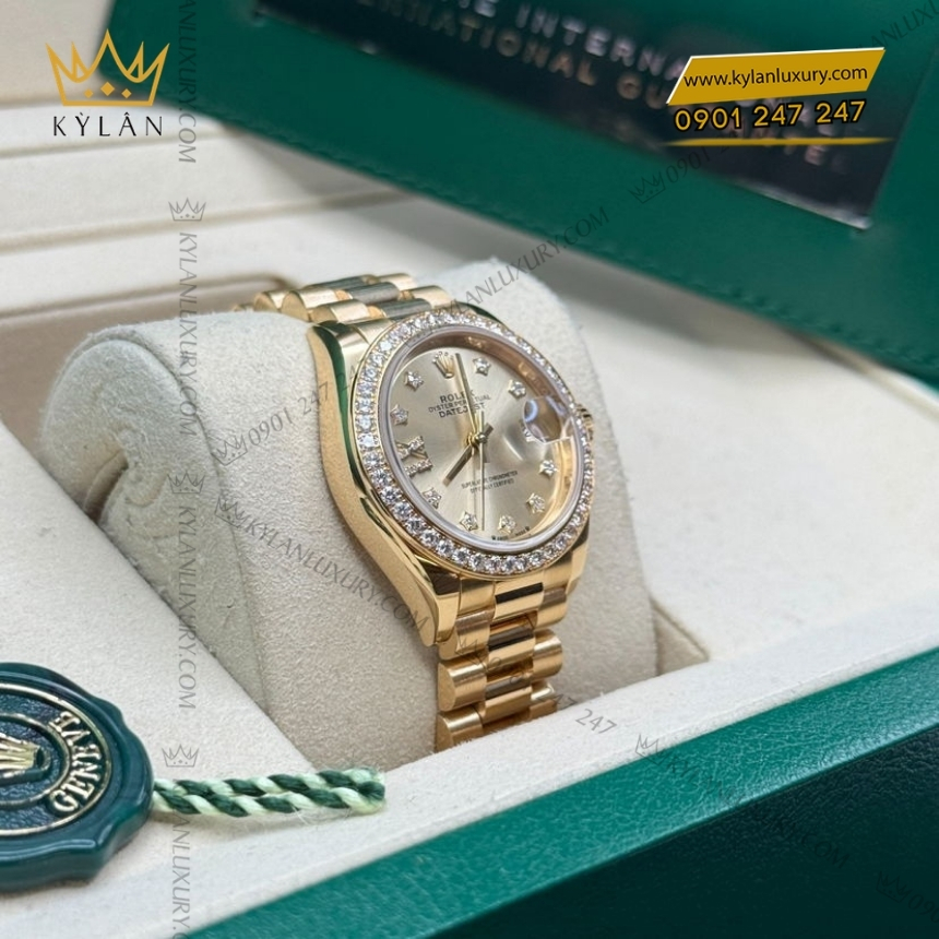 Kỳ Lân Luxury rolex lady datejust 28 279138rbr 0006 coc kim sao 8 Đồng hồ Rolex Lady Datejust champagne cọc kim sao 279138RBR-0006