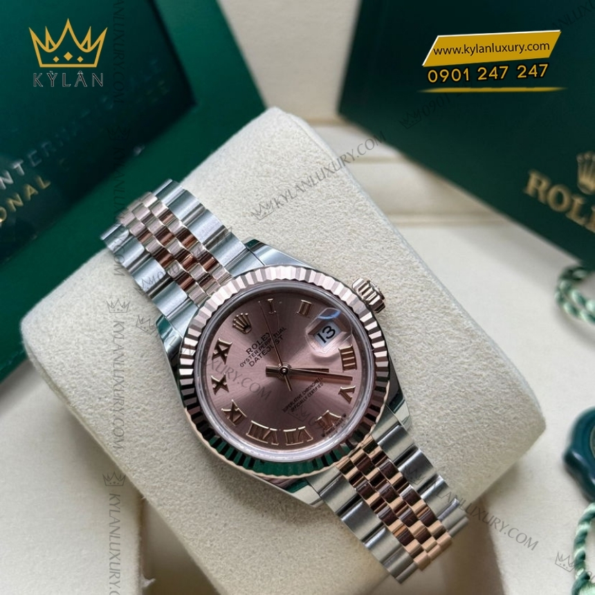 Kỳ Lân Luxury rolex lady datejust 28 279171 0025 demi vang hong 4 Đồng hồ Rolex Lady Datejust 28 hồng La Mã 279171-0025