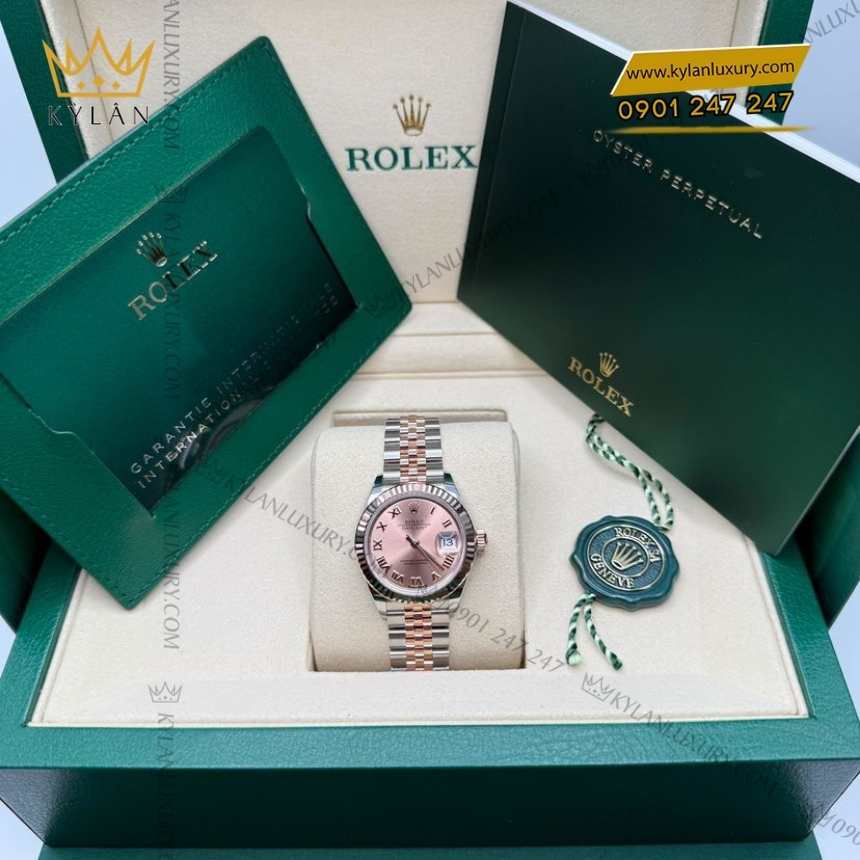 Kỳ Lân Luxury rolex lady datejust 28 279171 0025 demi vang hong 5 Đồng hồ Rolex Lady Datejust 28 hồng La Mã 279171-0025