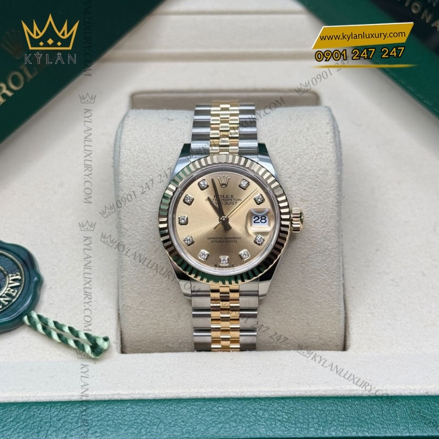 Kỳ Lân Luxury rolex lady datejust 28 279173 0011 champagne coc kim 3 Đồng hồ Rolex Lady Datejust champagne cọc kim 279173-0011