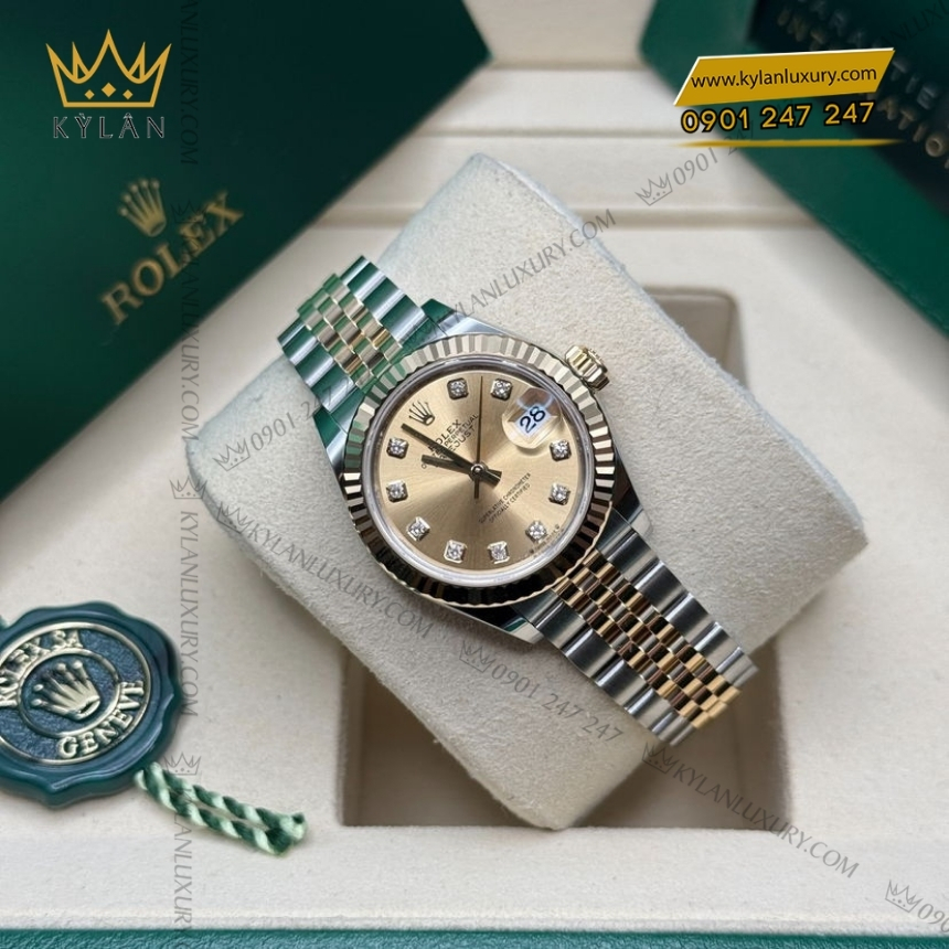 Kỳ Lân Luxury rolex lady datejust 28 279173 0011 champagne coc kim 7 Đồng hồ Rolex Lady Datejust champagne cọc kim 279173-0011