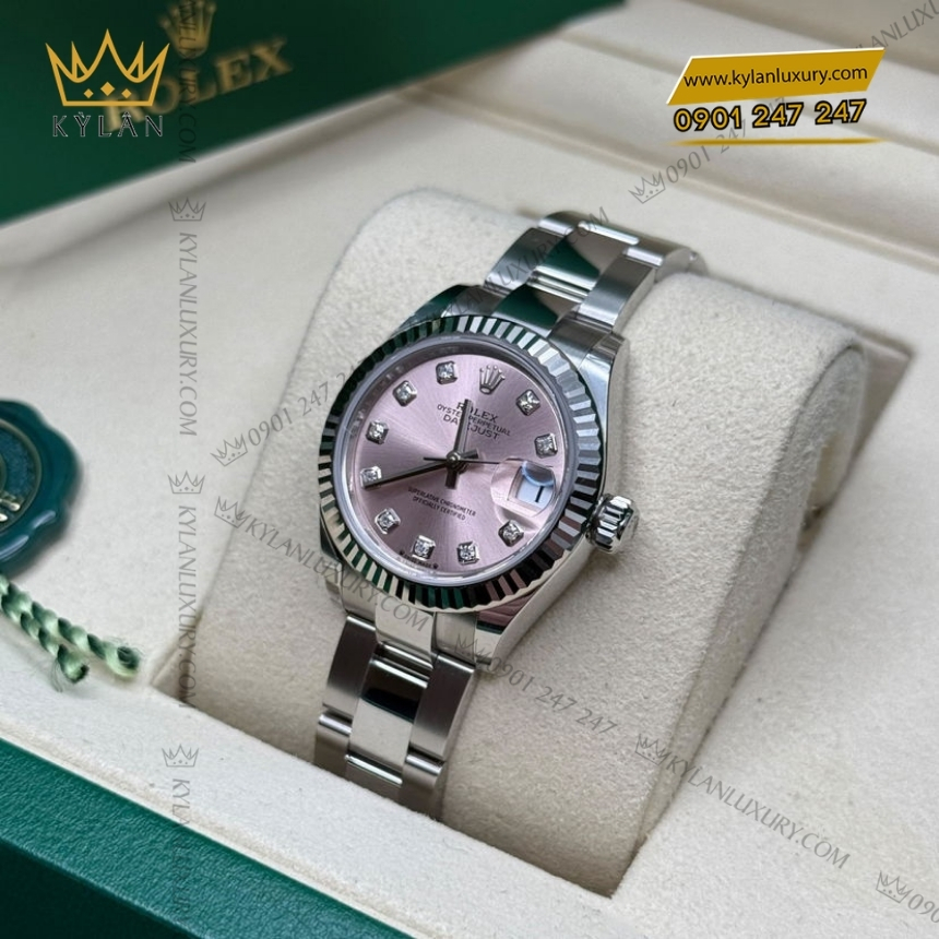Kỳ Lân Luxury rolex lady datejust 28 279174 0004 hong oyster 3 Đồng hồ Rolex Lady Datejust mặt hồng dây oyster 279174-0004