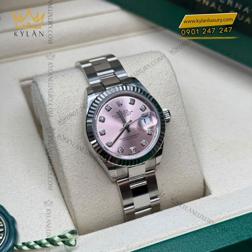 Kỳ Lân Luxury rolex lady datejust 28 279174 0004 hong oyster 5 Đồng hồ Rolex Lady Datejust mặt hồng dây oyster 279174-0004