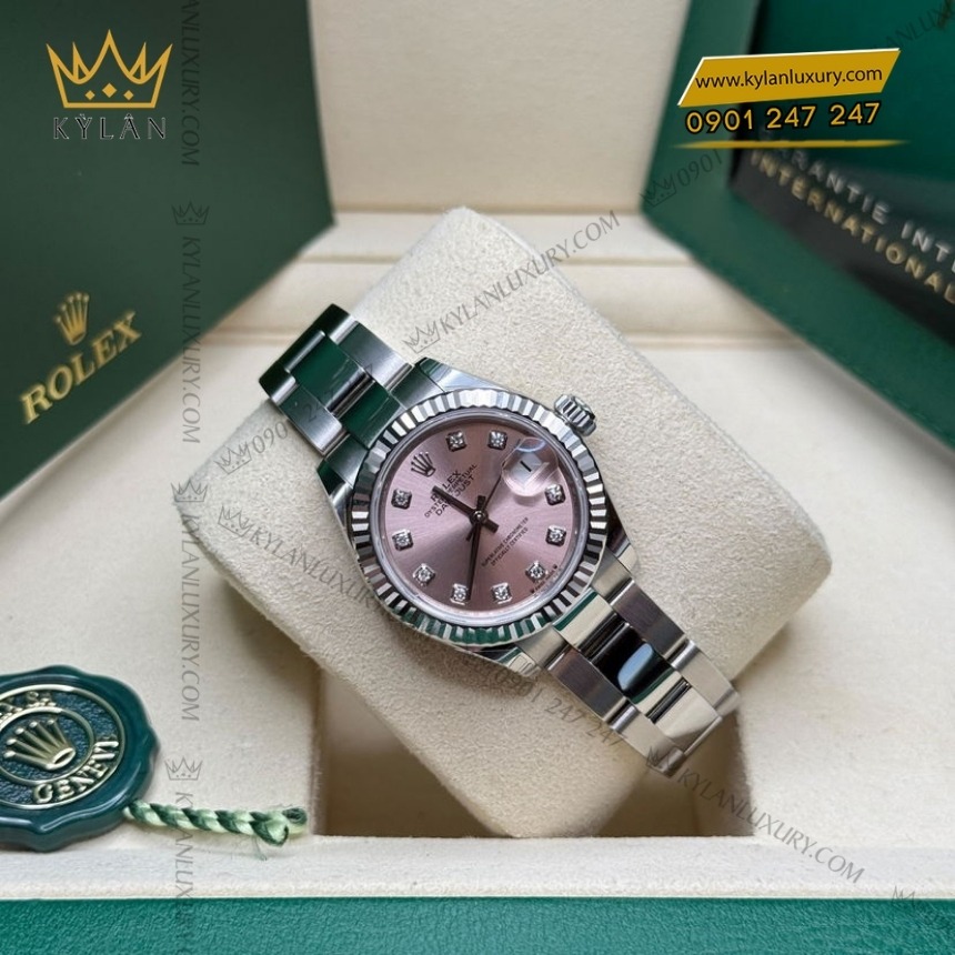 Kỳ Lân Luxury rolex lady datejust 28 279174 0004 hong oyster 7 Đồng hồ Rolex Lady Datejust mặt hồng dây oyster 279174-0004