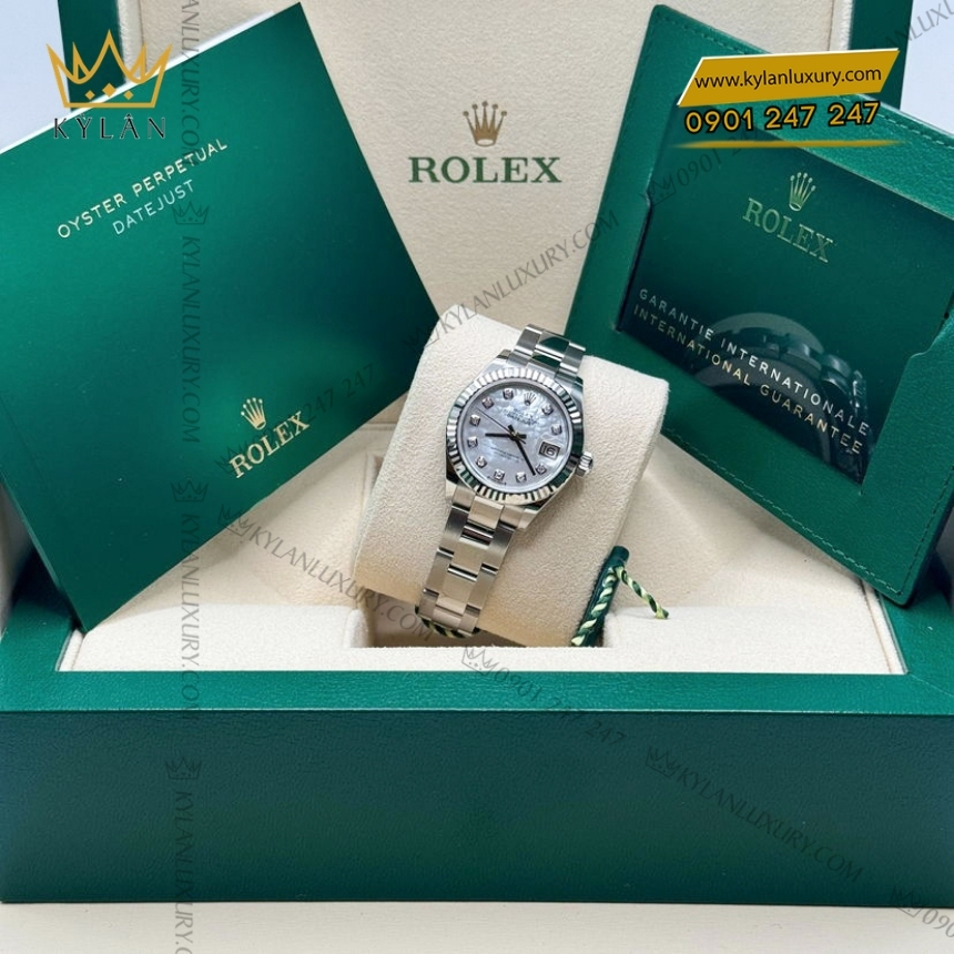 Kỳ Lân Luxury rolex lady datejust 28 279174 0010 xa cu oyster 6 Đồng hồ Rolex Lady Datejust mặt ngọc trai dây oyster 279174-0010