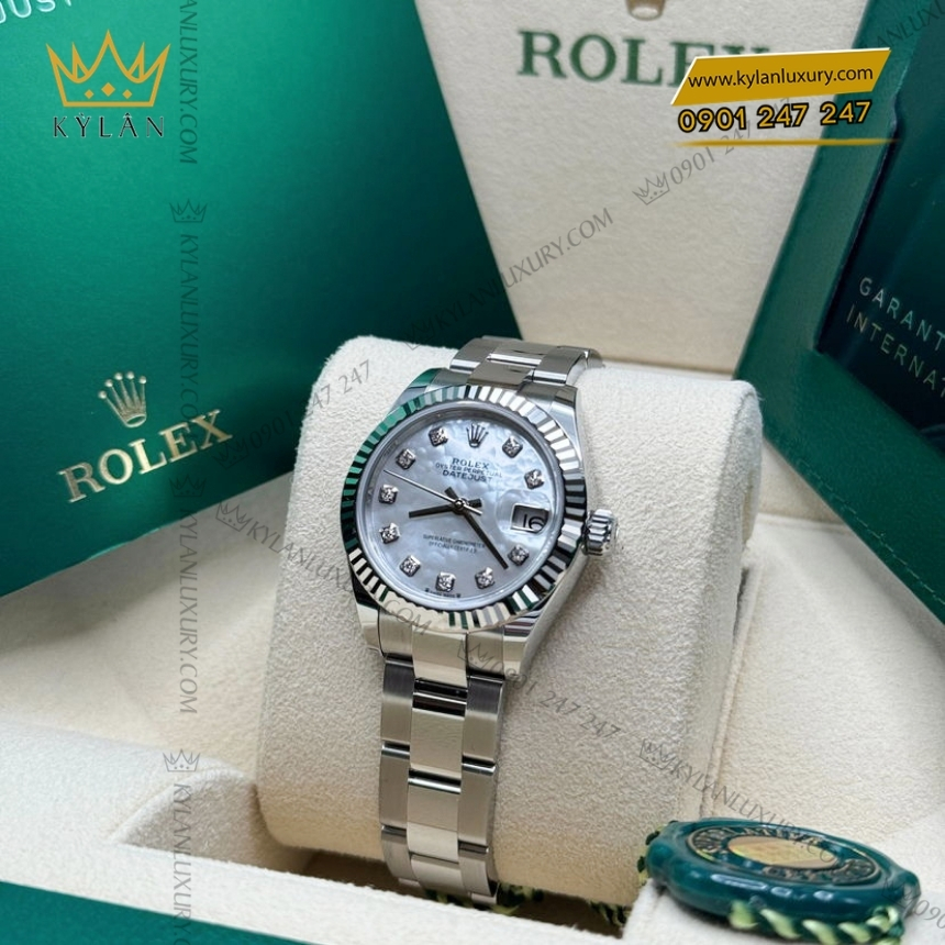 Kỳ Lân Luxury rolex lady datejust 28 279174 0010 xa cu oyster 7 Đồng hồ Rolex Lady Datejust mặt ngọc trai dây oyster 279174-0010