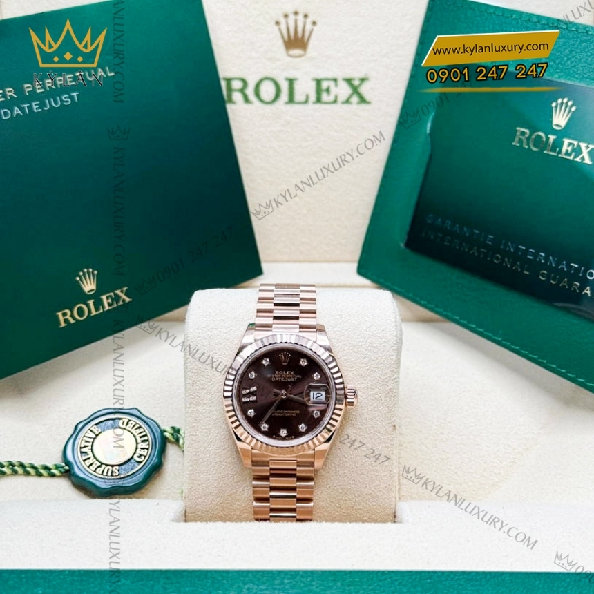 Kỳ Lân Luxury rolex lady datejust 28 279175 0004 chocolate 3 Đồng hồ Rolex Lady Datejust chocolate cọc kim sao 279175-0004