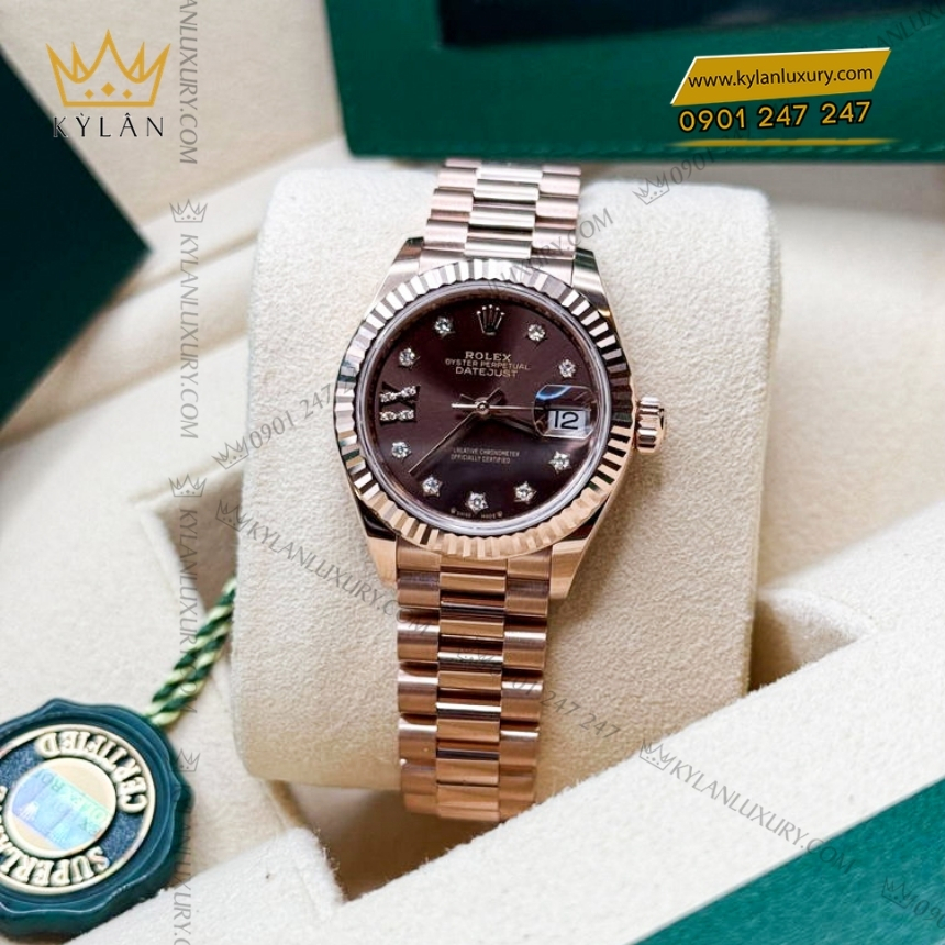 Kỳ Lân Luxury rolex lady datejust 28 279175 0004 chocolate 4 Đồng hồ Rolex Lady Datejust chocolate cọc kim sao 279175-0004
