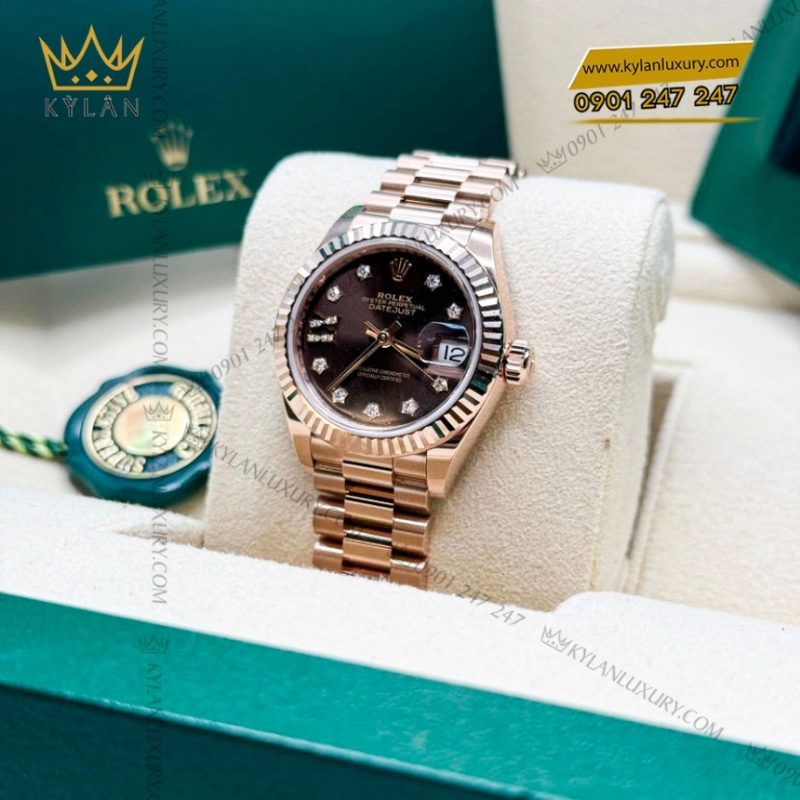 Đồng hồ Rolex Lady Datejust chocolate cọc kim sao 279175-0004